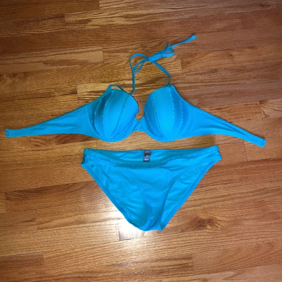 bright blue bikini